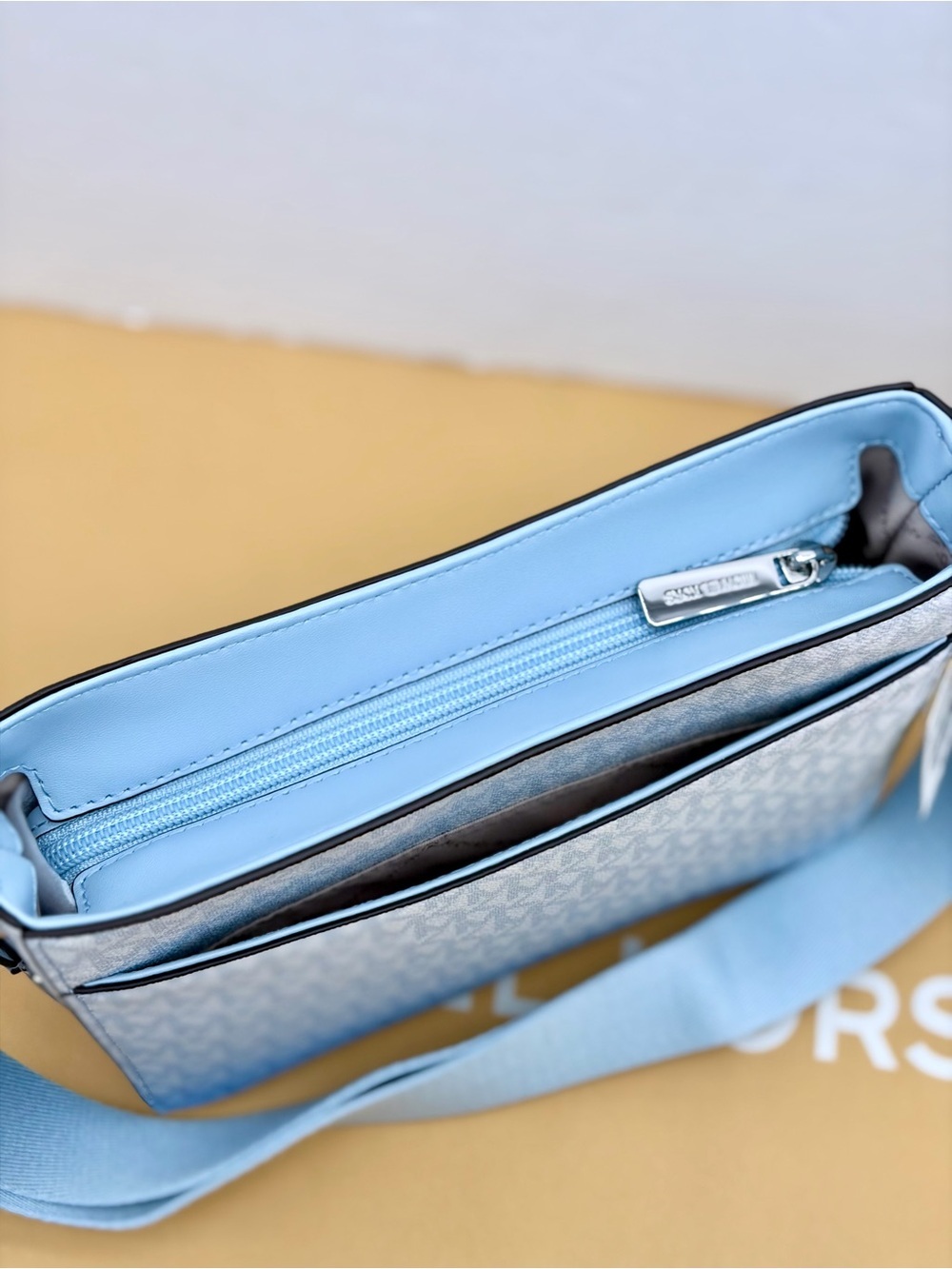 Michael Kors Light Blue Ombré MK Signature Crossbody - Picture 10 of 15